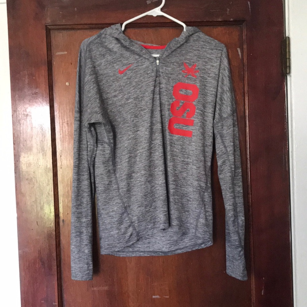 Hooded grey Nike OSU quarter zip
